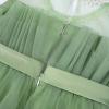 imageUhnice Flower Girl Bow Dress Sleeveless Tulle Gown with Pearl Beading for Wedding Birthday PartyGreen