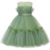 imageUhnice Flower Girl Bow Dress Sleeveless Tulle Gown with Pearl Beading for Wedding Birthday PartyGreen