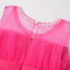 imageUhnice Flower Girl Bow Dress Sleeveless Tulle Gown with Pearl Beading for Wedding Birthday PartyHot Pink
