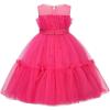imageUhnice Flower Girl Bow Dress Sleeveless Tulle Gown with Pearl Beading for Wedding Birthday PartyHot Pink