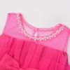 imageUhnice Flower Girl Bow Dress Sleeveless Tulle Gown with Pearl Beading for Wedding Birthday PartyHot Pink