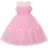 imageUhnice Flower Girl Bow Dress Sleeveless Tulle Gown with Pearl Beading for Wedding Birthday PartyPink