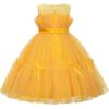 imageUhnice Flower Girl Bow Dress Sleeveless Tulle Gown with Pearl Beading for Wedding Birthday PartySunshine Yellow