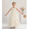 imageUhnice Flower Girl Embroidered Dress Sleeveless Lace Ball Gown Formal Princess Dress for Wedding Birthday PartyIvory 2
