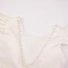 imageUhnice Flower Girl Pearl Dress Flutter Sleeve VBack Satin Dress with Bowknot for Wedding Birthday PartyIvory