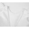imageUhnice Flower Girl Pearl Dress Flutter Sleeve VBack Satin Dress with Bowknot for Wedding Birthday PartyWhite