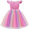 imageUhnice Flower Girl Sequin Dress Rainbow Skirt with Heart Cutout for Wedding PartyPink
