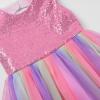 imageUhnice Flower Girl Sequin Dress Rainbow Skirt with Heart Cutout for Wedding PartyPink