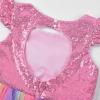 imageUhnice Flower Girl Sequin Dress Rainbow Skirt with Heart Cutout for Wedding PartyPink