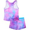 imageUhnice Girls Swimsuit Two Piece Tankini Swimwear with BoyshortGalaxy Purple