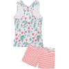 imageUhnice Girls Swimsuit Two Piece Tankini Swimwear with BoyshortOrange Stripe Green Leaf