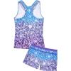 imageUhnice Girls Swimsuit Two Piece Tankini Swimwear with BoyshortShiny Blue  Purple