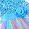imageUhnice Little Girls Sequin Sleeveless Mesh Rainbow Dress for Wedding PartyBlue