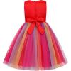 imageUhnice Little Girls Sequin Sleeveless Mesh Rainbow Dress for Wedding PartyRed