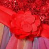 imageUhnice Little Girls Sequin Sleeveless Mesh Rainbow Dress for Wedding PartyRed