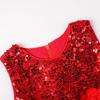 imageUhnice Little Girls Sequin Sleeveless Mesh Rainbow Dress for Wedding PartyRed