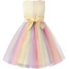 imageUhnice Little Girls Sleeveless Tulle 3D Flower Rainbow Dress for Wedding PartyYellow