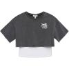 imageSpeechless Girls Cropped French Terry Sweatshirt and Tank Top SetCharcoalWhite