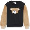 imageSpeechless Girls Fuzzy Fleece Teddy Bear Graphic SweatshirtBlackTan