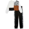 imageSpeechless Girls Long Sleeve Color block Top and Legging Set BlackIvory Large
