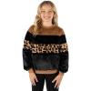 imageSpeechless Girls Long Sleeve Faux Fur Crewneck Color Block TopBrown Black