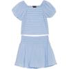imageSpeechless Girls Puff Sleeve Pleated Top and Skater Mini Skirt SetCornflower Blue