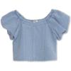 imageSpeechless Girls Short Sleeve Knit Denim Studded Pullover TopLight BlueGem