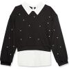 imageSpeechless Girls Twofer Pearl Beaded Drop Shoulder PulloverBlackWhite