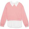 imageSpeechless Girls Twofer Pearl Beaded Drop Shoulder PulloverCoralWhite