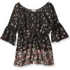 imageSpeechless girls Border Print Bell Sleeve Woven RomperBlackCoral