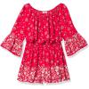 imageSpeechless girls Border Print Bell Sleeve Woven RomperRedIvory