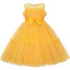 imageUhnice Flower Girl Bow Dress Sleeveless Tulle Gown with Pearl Beading for Wedding Birthday PartySunshine Yellow