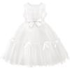 imageUhnice Flower Girl Bow Dress Sleeveless Tulle Gown with Pearl Beading for Wedding Birthday PartyWhite