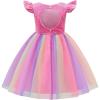 imageUhnice Flower Girl Sequin Dress Rainbow Skirt with Heart Cutout for Wedding PartyPink