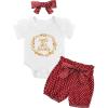 imageUhnice Infant Baby Girl Summer Clothes Ruffle Romper Polka Dots Shorts Outfit with Headband