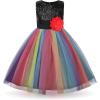 imageUhnice Little Girls Sequin Sleeveless Mesh Rainbow Dress for Wedding PartyBlack