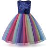 imageUhnice Little Girls Sequin Sleeveless Mesh Rainbow Dress for Wedding PartyNavy Blue