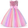 imageUhnice Little Girls Sequin Sleeveless Mesh Rainbow Dress for Wedding PartyPink
