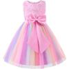 imageUhnice Little Girls Sleeveless Tulle 3D Flower Rainbow Dress for Wedding PartyPink
