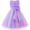 imageUhnice Little Girls Sleeveless Tulle 3D Flower Rainbow Dress for Wedding PartyPurple