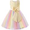 imageUhnice Little Girls Sleeveless Tulle 3D Flower Rainbow Dress for Wedding PartyYellow