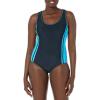 imageUhnice Womens One Piece Swimsuits Racing Training Sports Athletic SwimwearBlackBlue