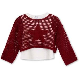 imageSpeechless Girls 2 Piece Crochet Top and TankBurgundy