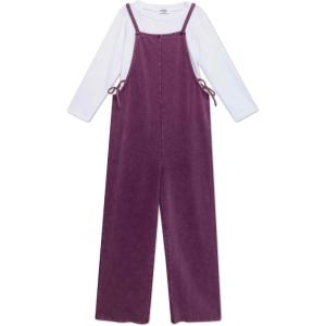 imageSpeechless Girls 34 Sleeve French Terry Top and Jumpsuit SetPlum