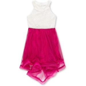 imageSpeechless Girls 716 Tween Maxi Dress with Wide Ribbon Hem for Formal Dance Or PartyIvoryFuchsia