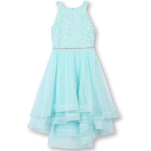 imageSpeechless Girls 716 Tween Maxi Dress with Wide Ribbon Hem for Formal Dance Or PartyNew Mint