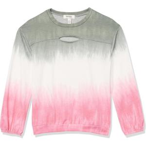 imageSpeechless Girls Crewneck Tie Dye Pullover SweatshirtOliveWhitePink