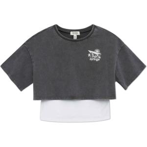 imageSpeechless Girls Cropped French Terry Sweatshirt and Tank Top SetCharcoalWhite