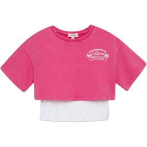 imageSpeechless Girls Cropped French Terry Sweatshirt and Tank Top SetFuchsiaWhite