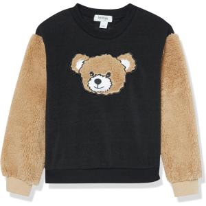 imageSpeechless Girls Fuzzy Fleece Teddy Bear Graphic SweatshirtBlackTan